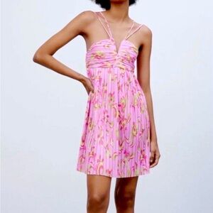 Zara cross cross pink floral print dress